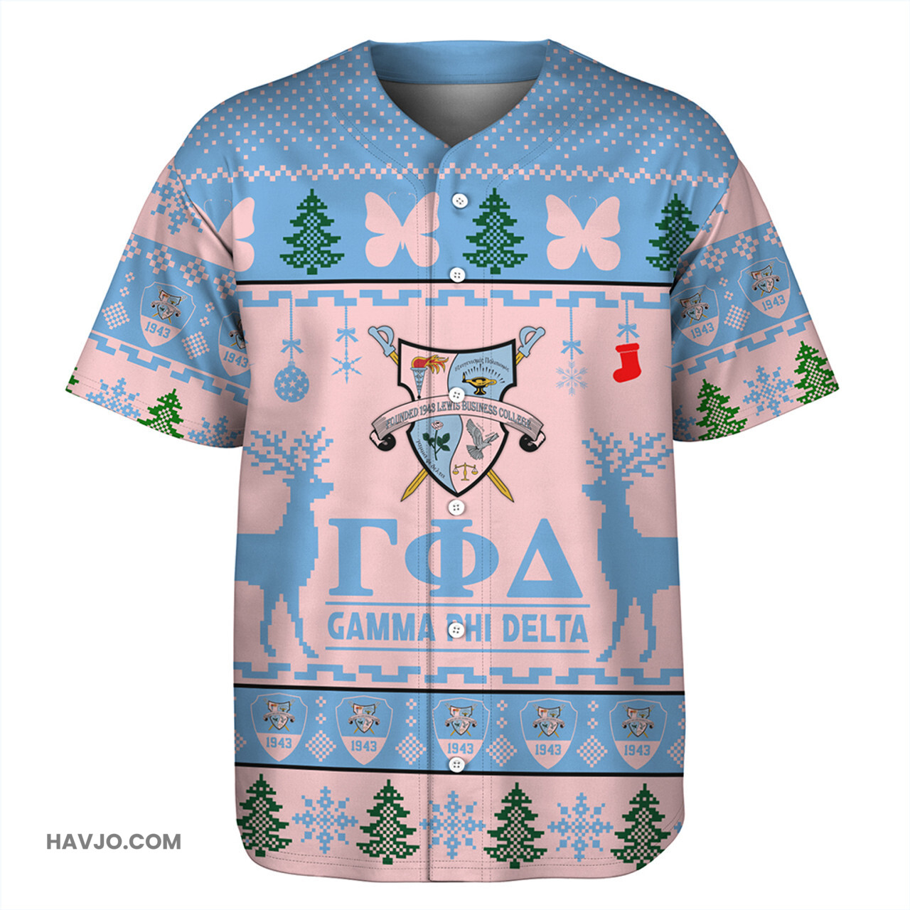 Gamma Phi Delta Lux Christmas Baseball Jersey