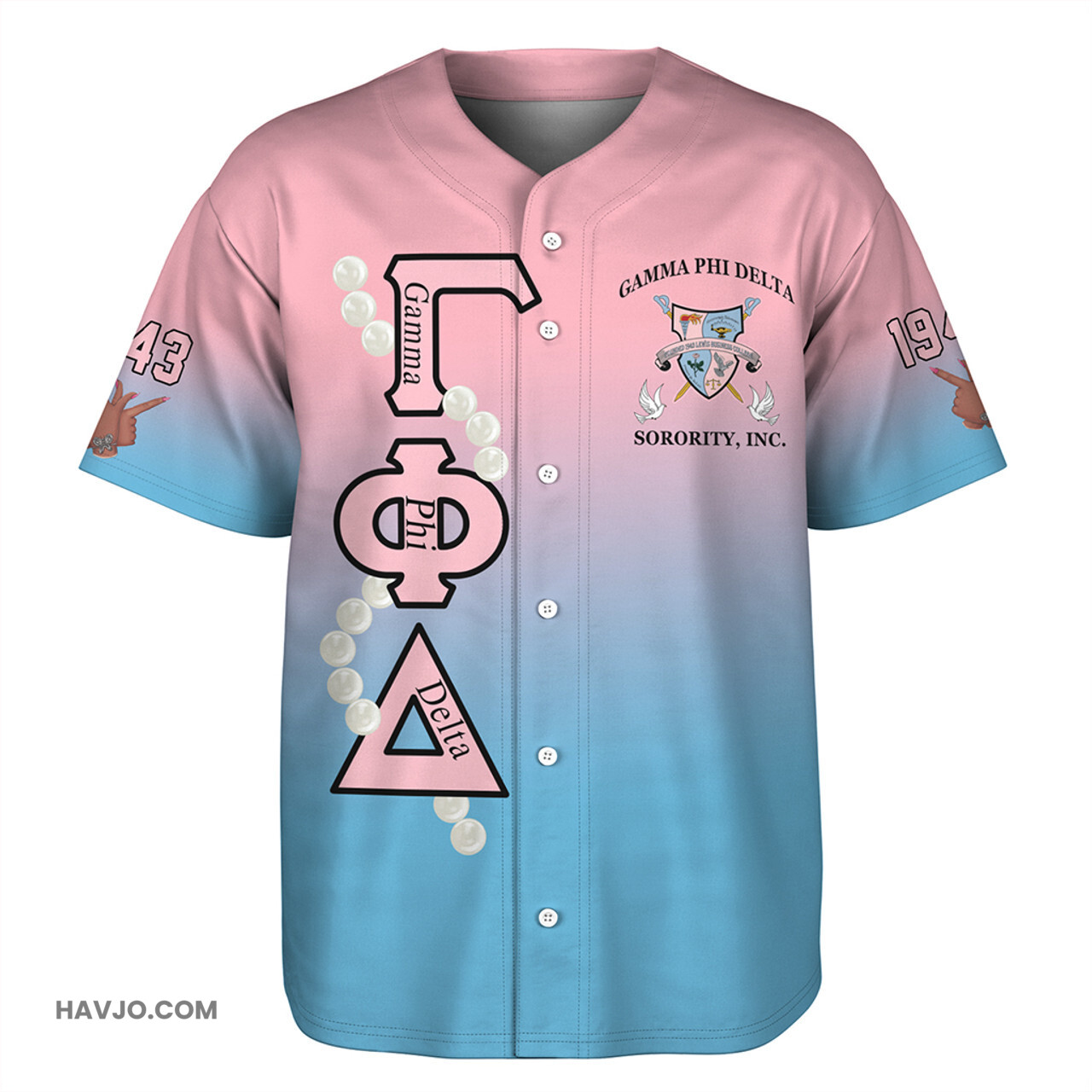 Gamma Phi Delta Pearl Sorority Gradient Baseball Jersey