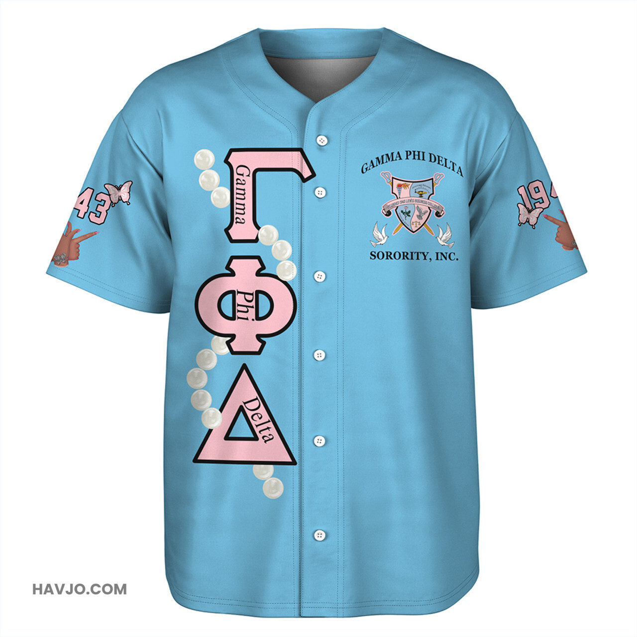 Gamma Phi Delta Pearl Style Color Baseball Jersey