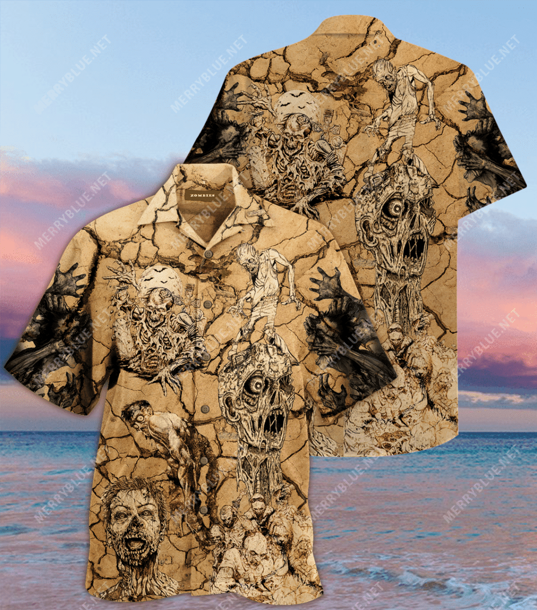 Get Here Amazing Zombies Unisex Hawaiian Shirt Tropical Aloha Button Up