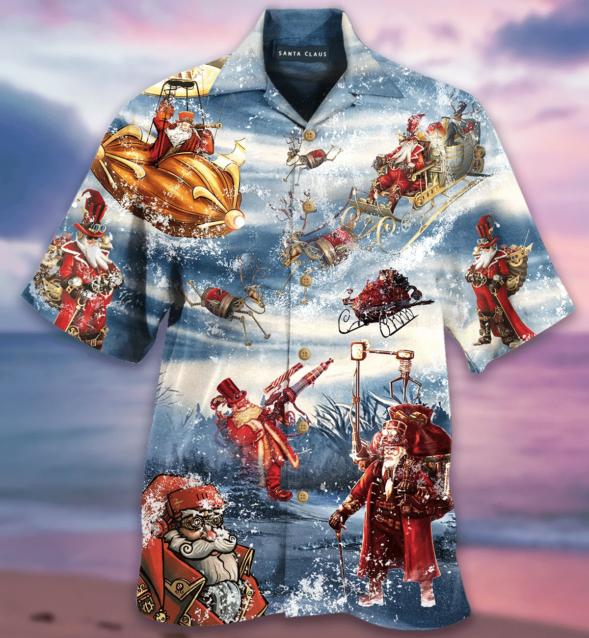 Get Now Merry Steampunk Christmas Hawaiian Shirt Tropical Aloha Button Up