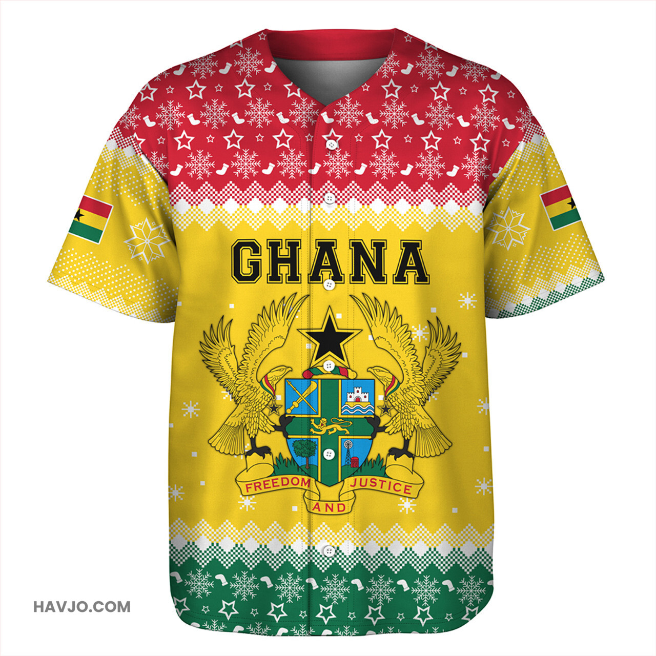 Ghana Christmas Coat of Arms Baseball Jersey