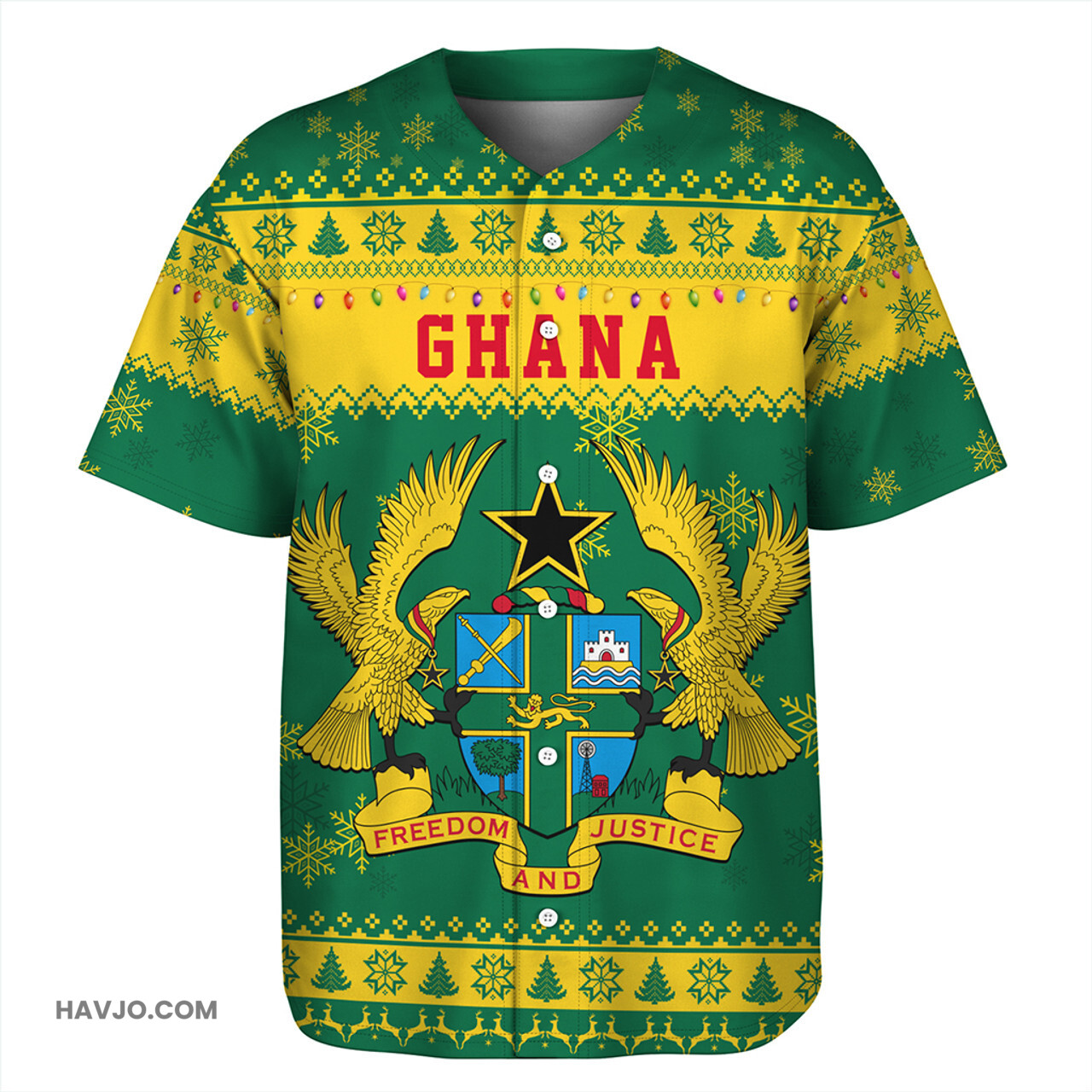 Ghana Christmas Style Pattern Baseball Jersey