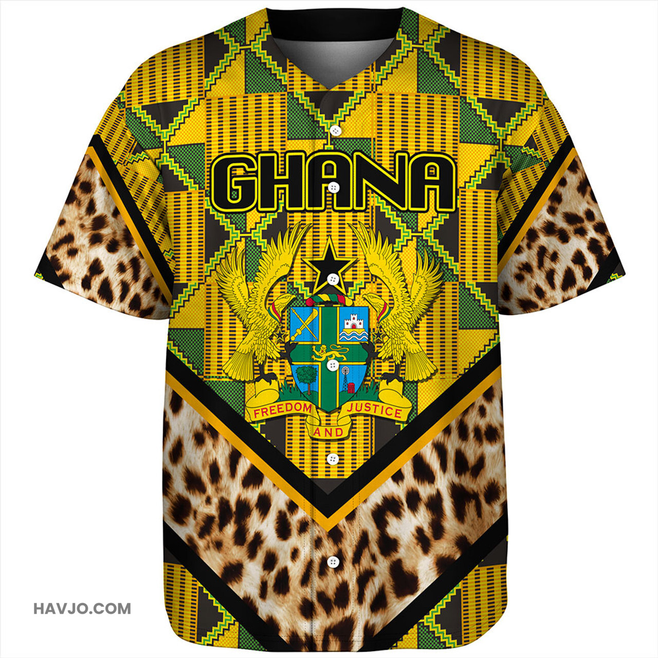 Ghana Leopard King Style Baseball Jersey