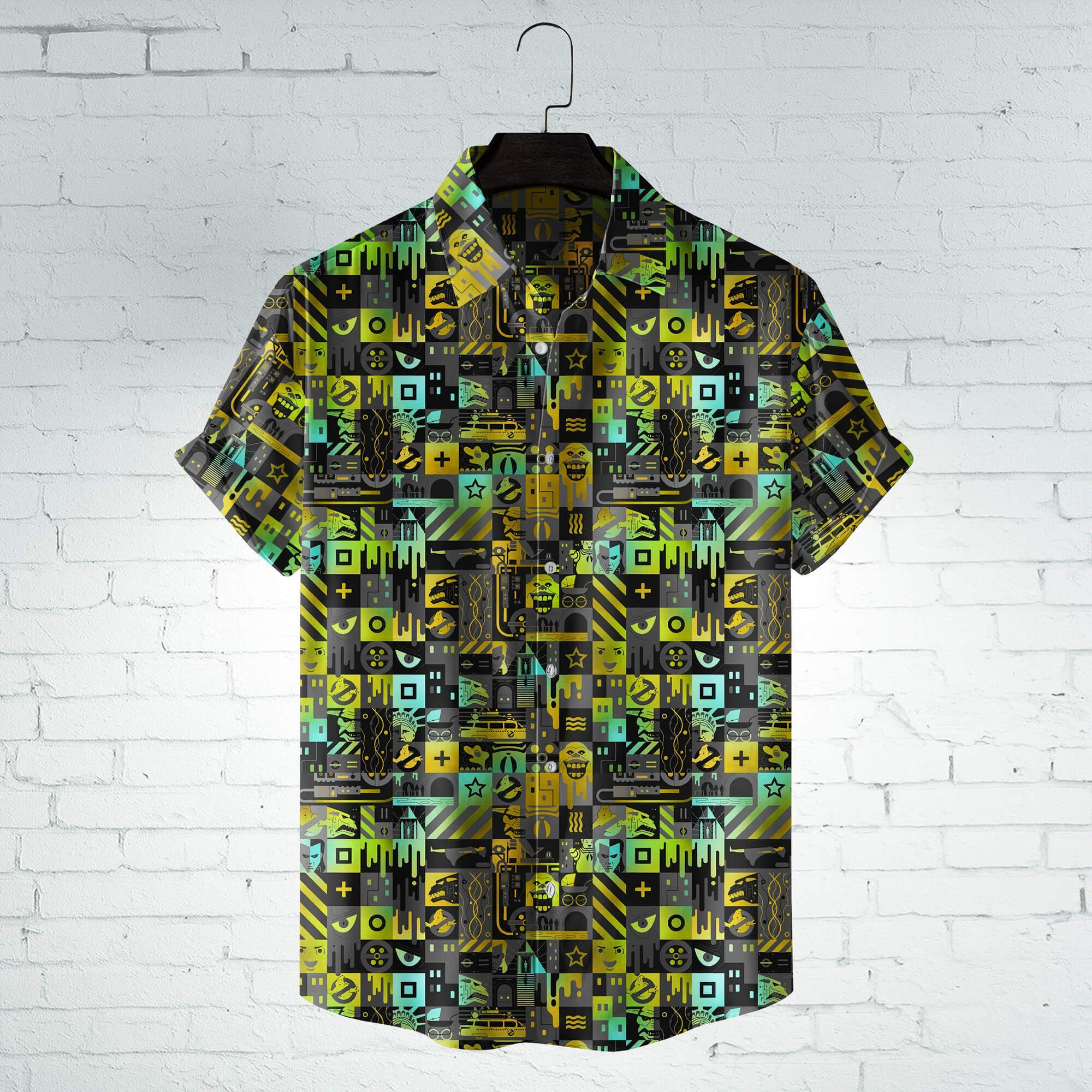 Ghostbusters Comedy Film Hawaiian Shirt Tropical Aloha Button Up