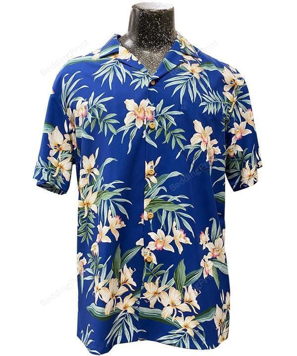 Ginger Orchid Royal Hawaiian Shirt Tropical Aloha Button Up