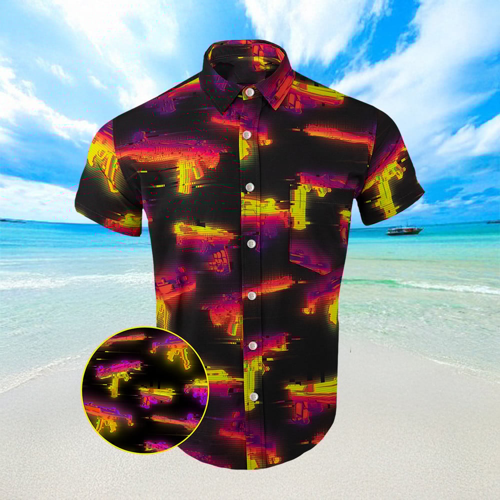 Glitch Hawaiian Shirt Mens Short Sleeve Button Up Summer Shirts Husband Gifts