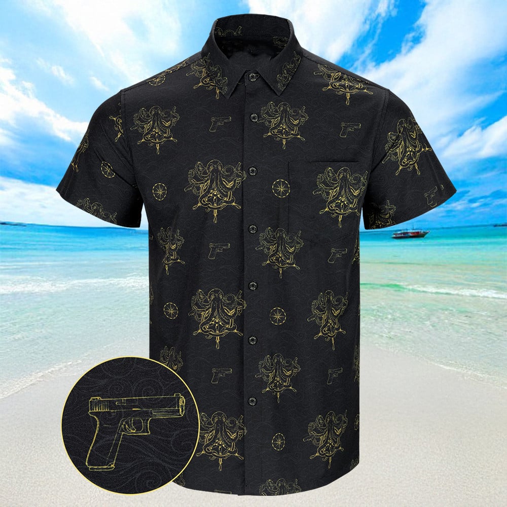 Glocktopus V2 Hawaiian Shirt Mens Short Sleeve Button Up Summer Shirts Gifts For Dudes