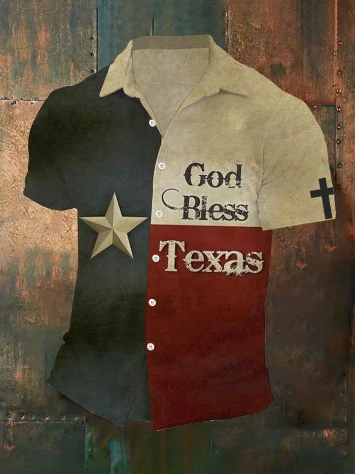 God Bless Texas Hawaiian Shirt Retro Patriotic Clothing Cool Gifts For Texan Family
