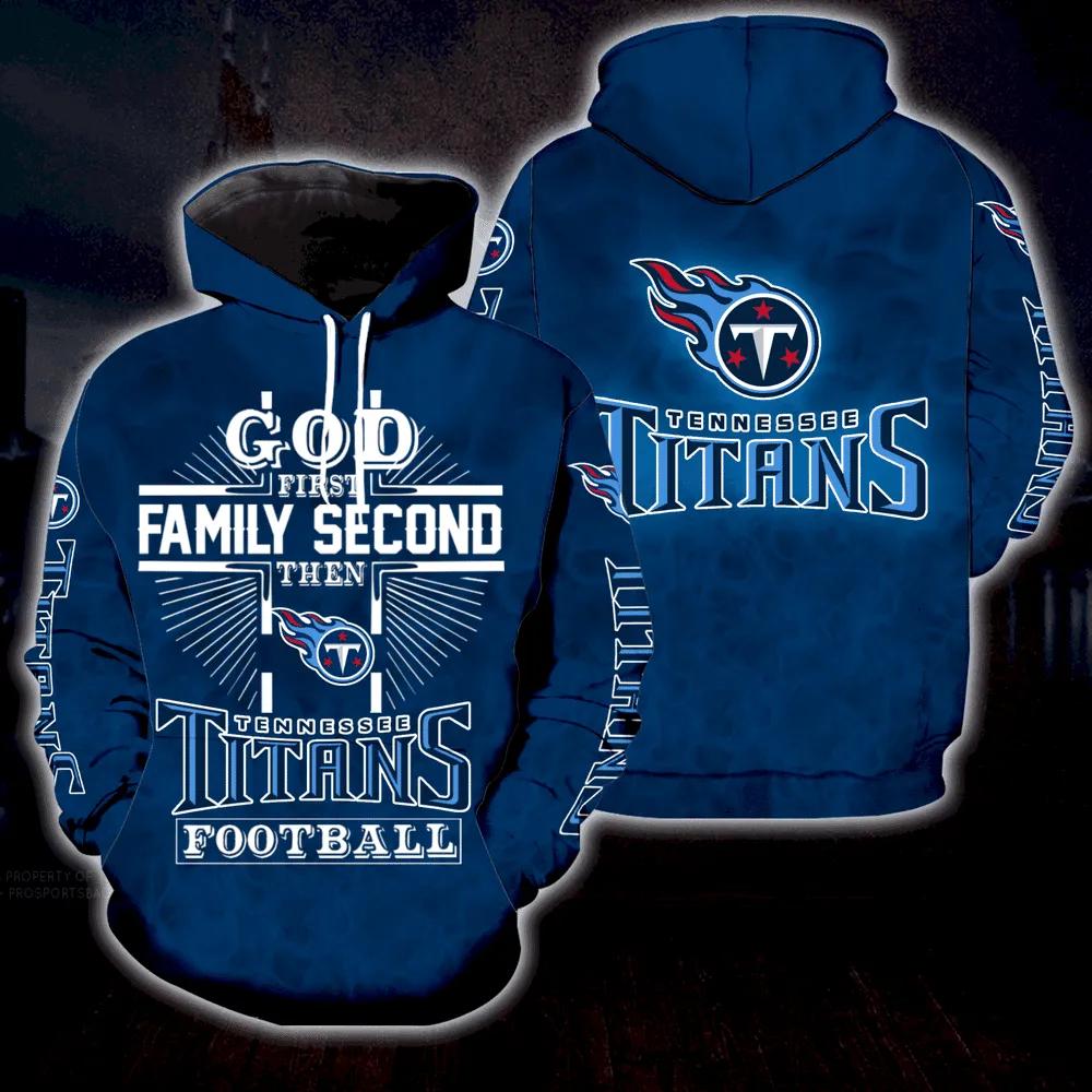 God First Family Second Tennessee Titans NFL 3D All Over Print Hoodie