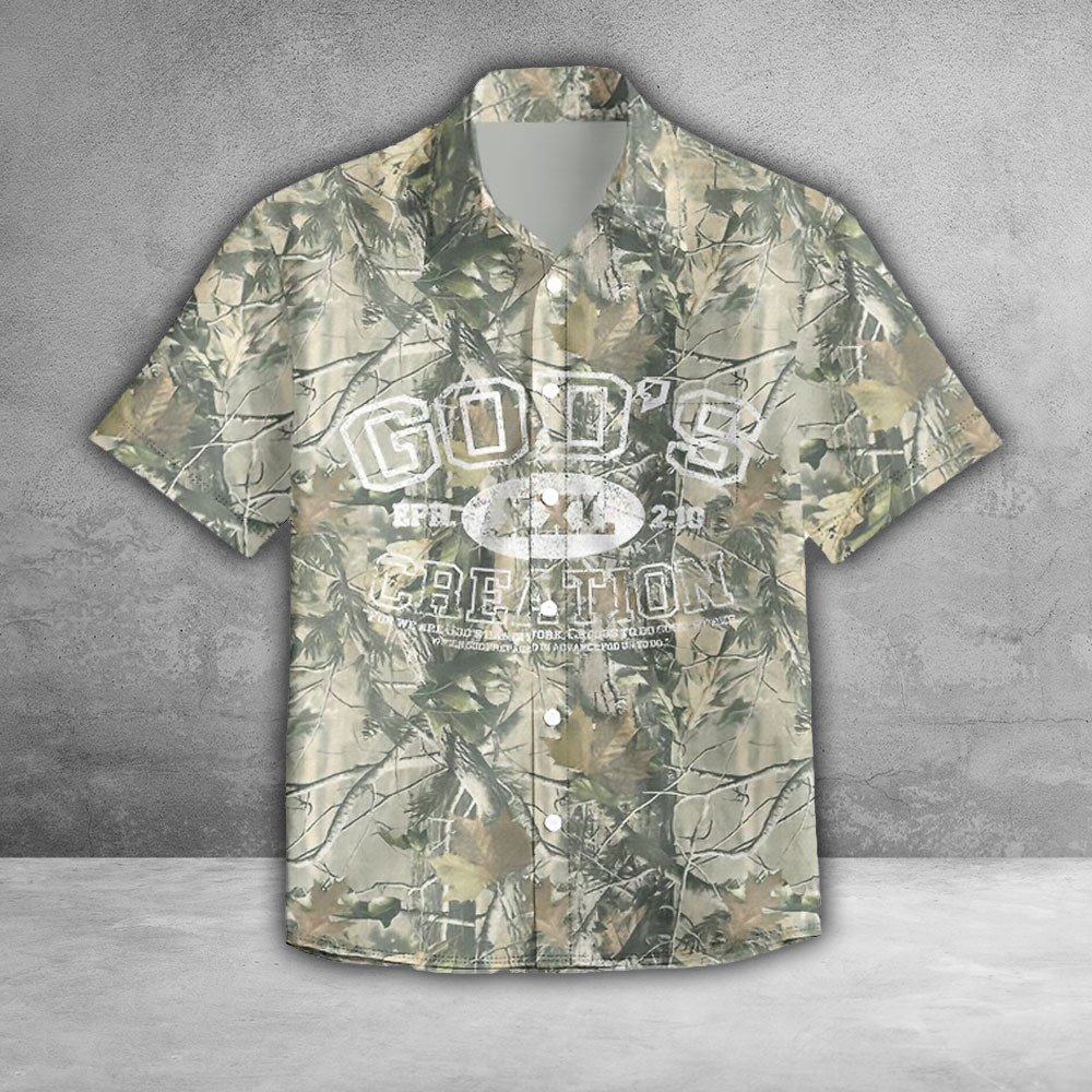 God's Creation Camo Hawaiian Shirt EPH XXL 2 10 Bible Verse Christian Gifts