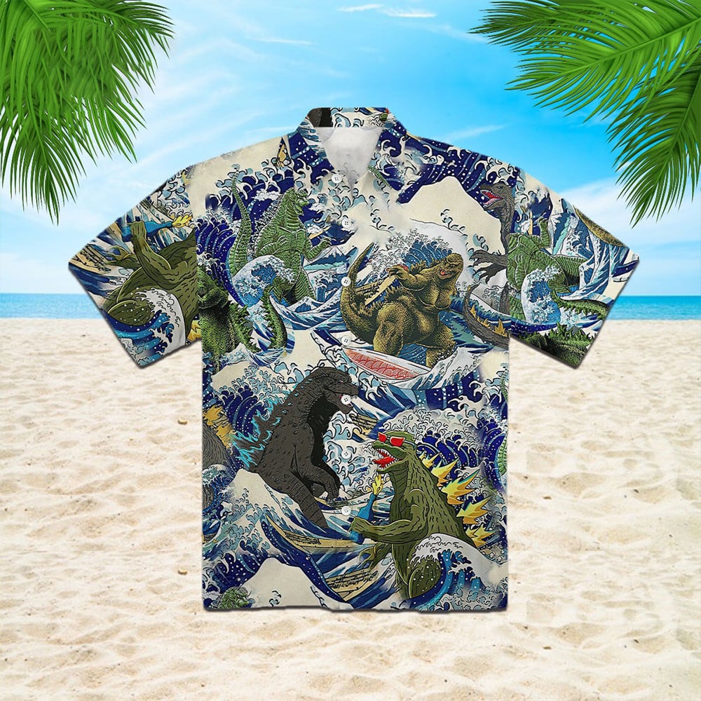 Godzilla Hawaiian Shirt Summer Button Ups Gifts For Godzilla Lovers Guys