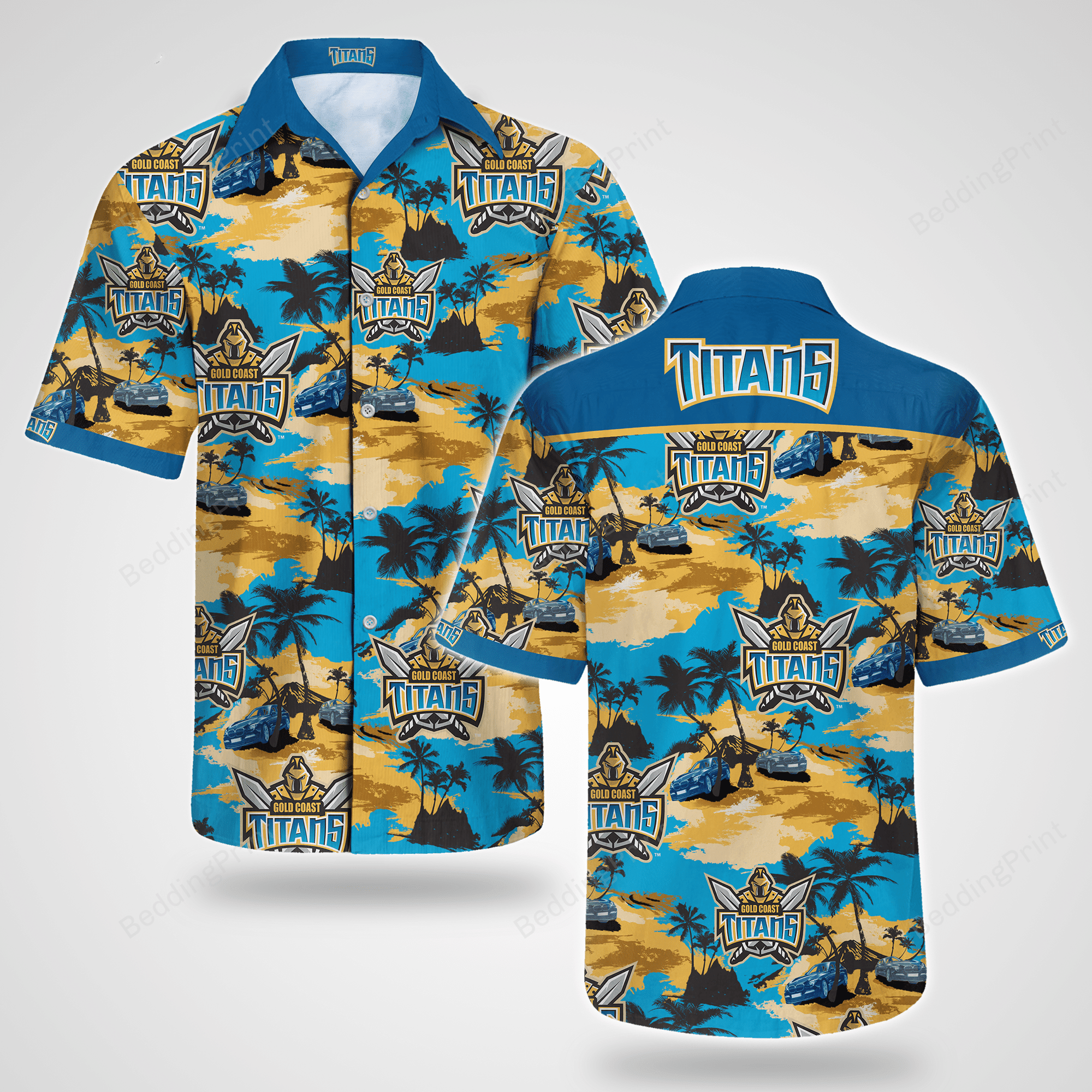 Gold Coast Titans Tommy Bahama Hawaiian Shirt Tropical Aloha Button Up
