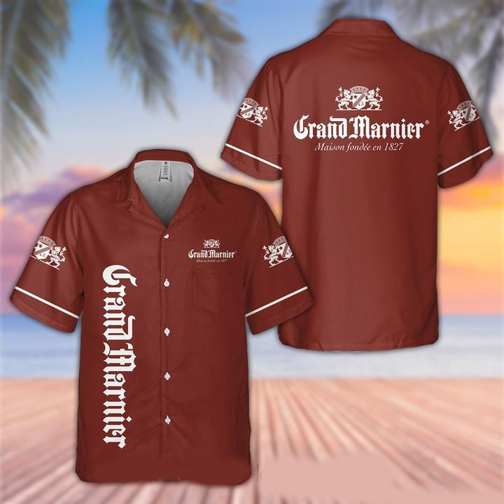 Grand Marnier Liqueur Hawaiian Shirt Tropical Aloha Button Up