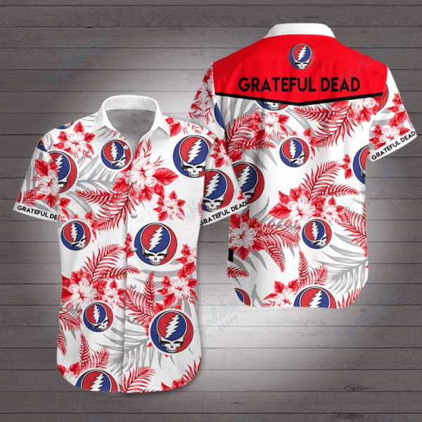 Grateful Dead Band Hawaiian Shirt Tropical Aloha Button Up
