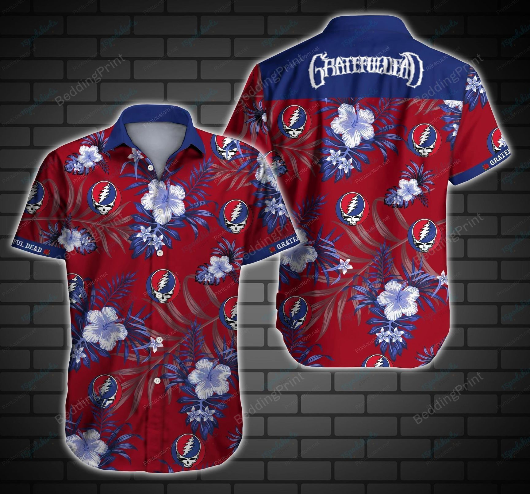 Grateful Dead Hawaiian Shirt Tropical Aloha Button Up