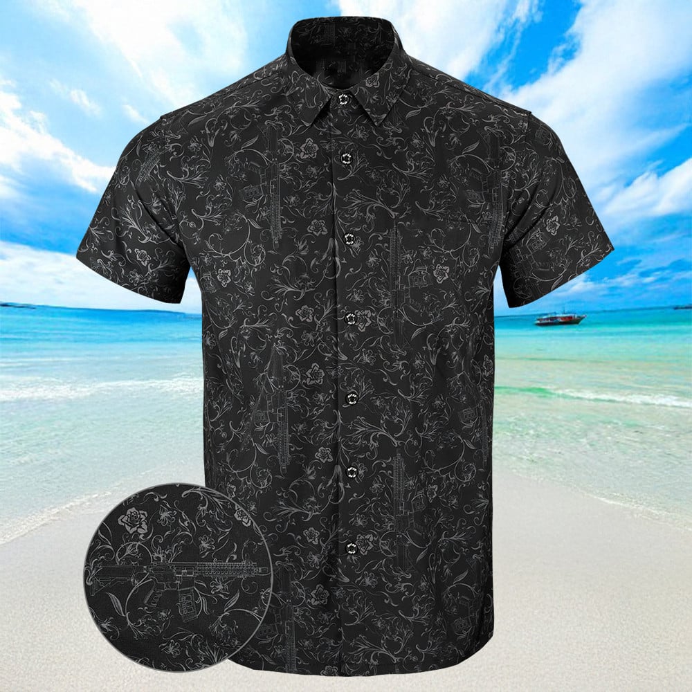 Gray Man Black Hawaiian Shirt Summer Short Sleeve Button Down Gifts For Men