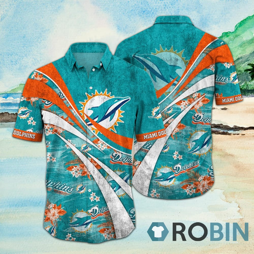 Great Miami Dolphins Summer Hawaiian Shirt Tropical Aloha Button Up