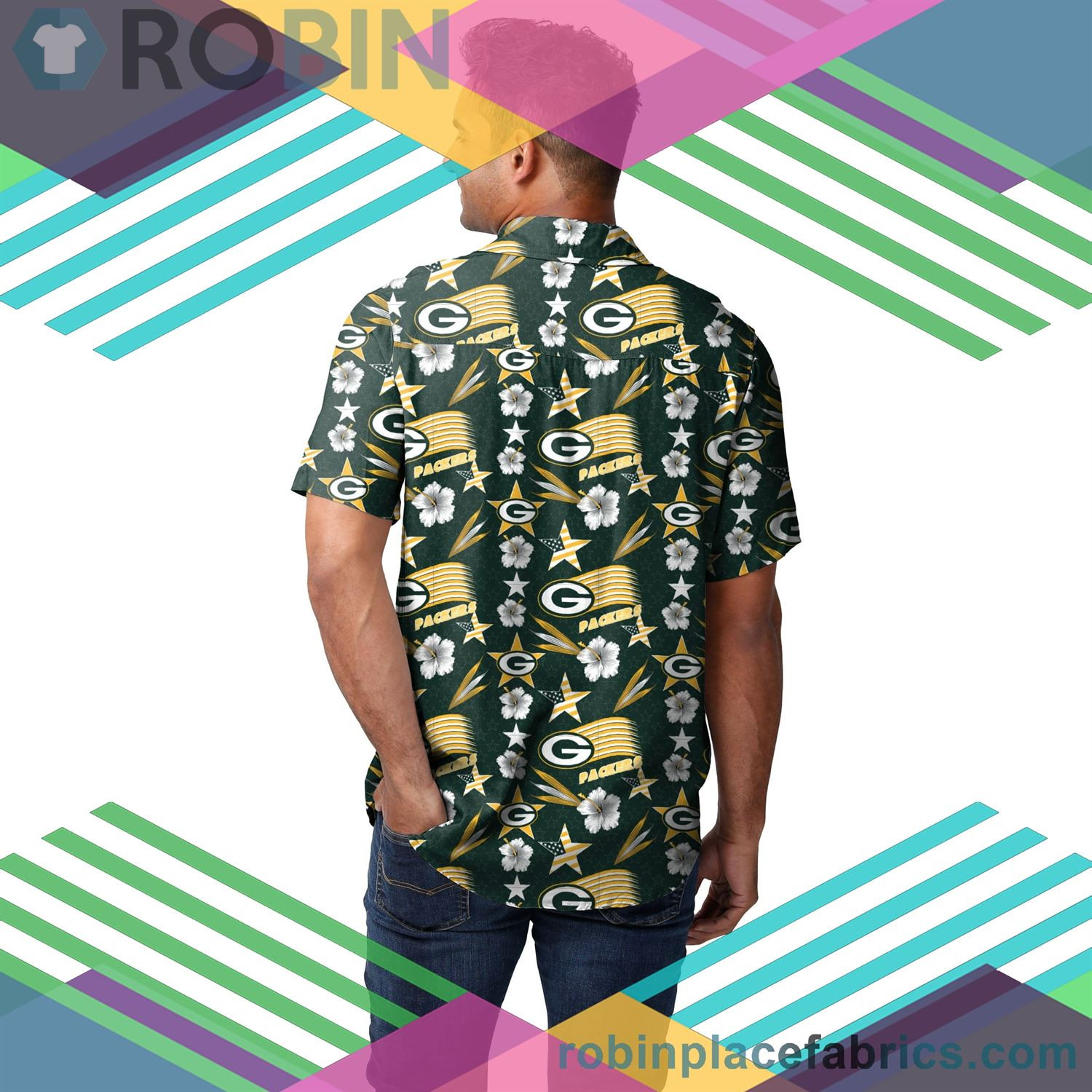 Green Bay Packers Americana Up Hawaiian Shirt Tropical Aloha Button Up