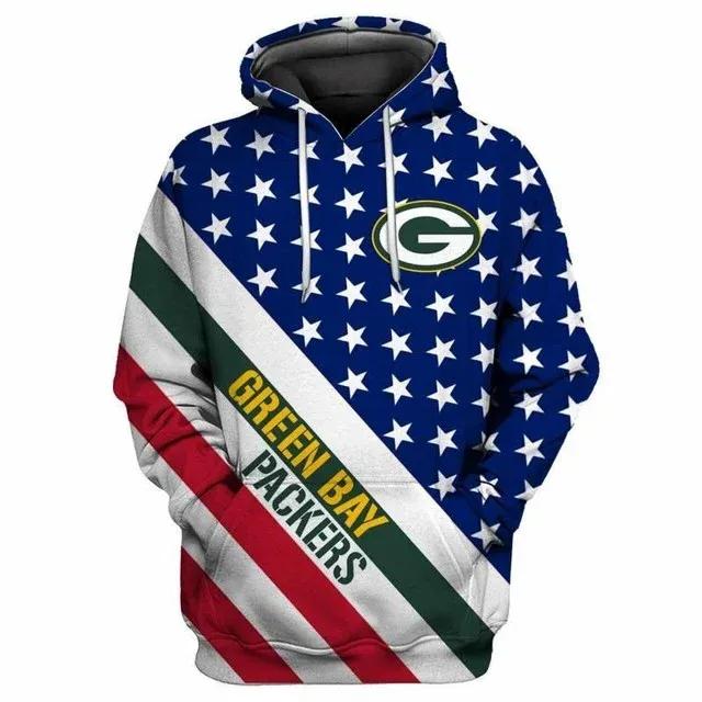 Green Bay Packers and America Flag NFL 3D All Over Print Hoodie
