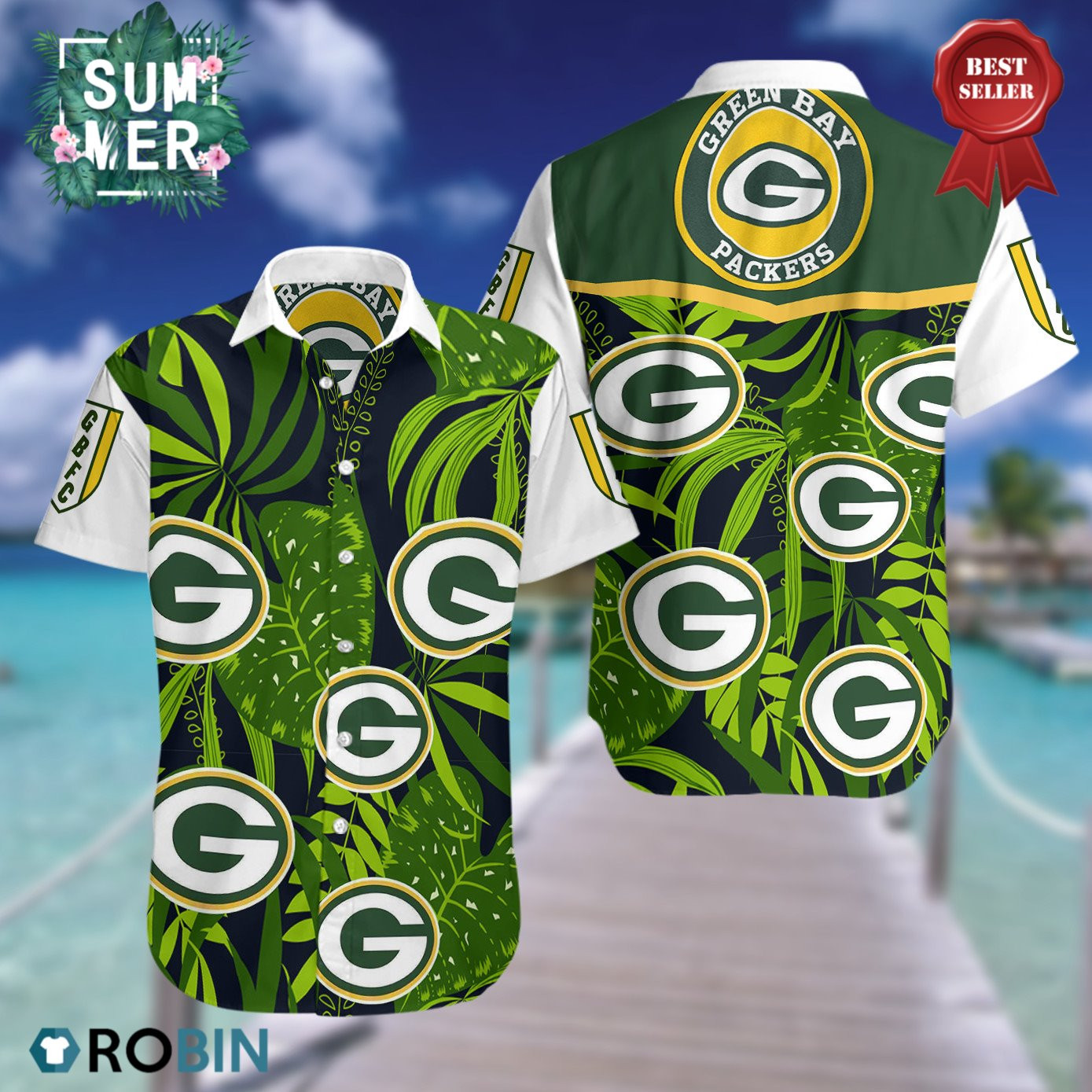 Green Bay Packers Cannabis Pattern Up Hawaiian Shirt Tropical Aloha Button Up