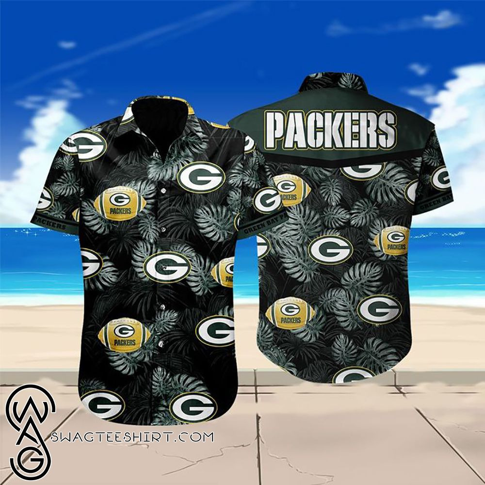 Green Bay Packers Floral Hawaiian Shirt Tropical Aloha Button Up