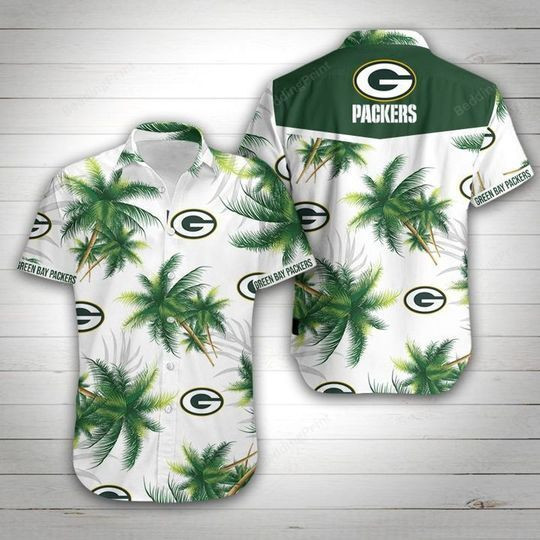 Green Bay Packers Football Hawaiian Shirt Tropical Aloha Button Up