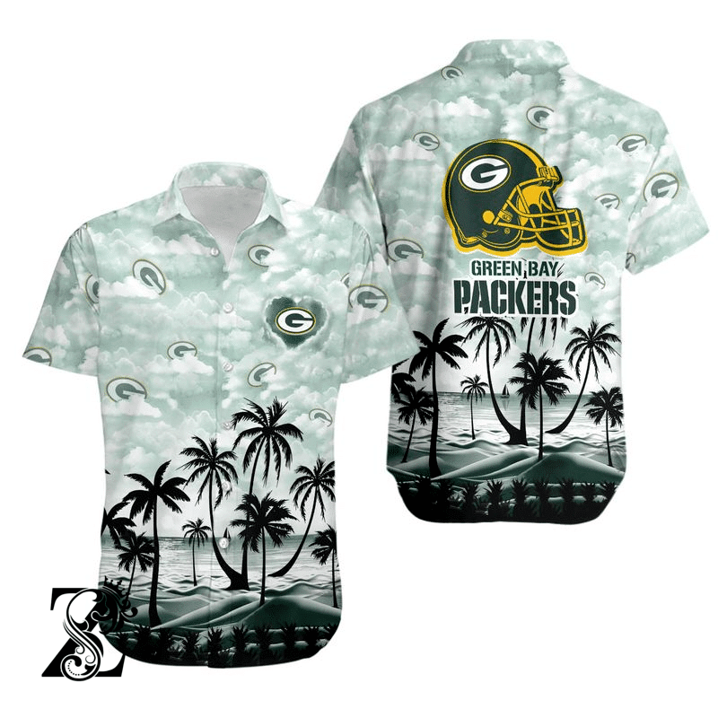 Green Bay Packers Helmet Tropical Summer Hawaiian Shirt Tropical Aloha Button Up
