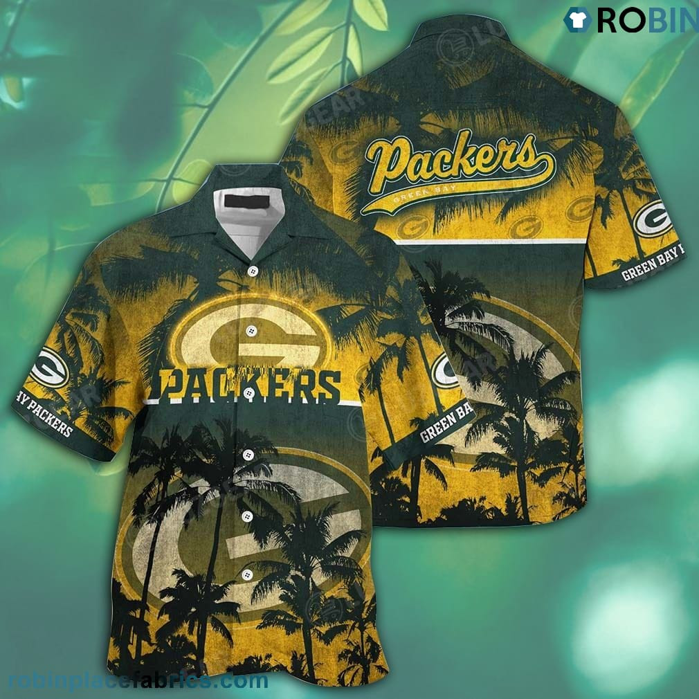 Green Bay Packers Hort Tyle Patterns Hawaiian Shirt Tropical Aloha Button Up