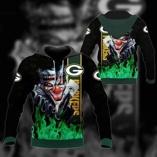 Green Bay Packers Joker Poker Green Bay NFL 3D All Over Print Hoodie