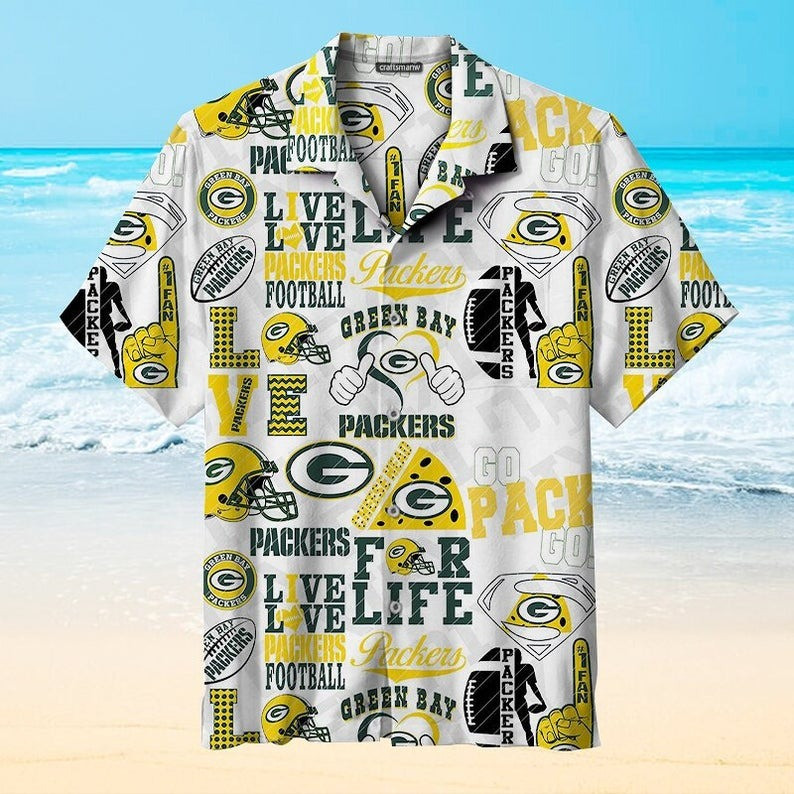 Green Bay Packers Love For Fan Hawaiian Shirt Tropical Aloha Button Up