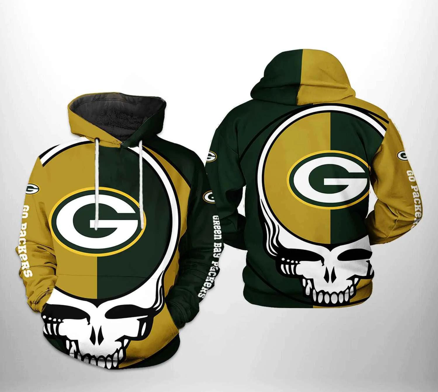 Green Bay Packers NFL Grateful Dead NFL 3D All Over Print Hoodie