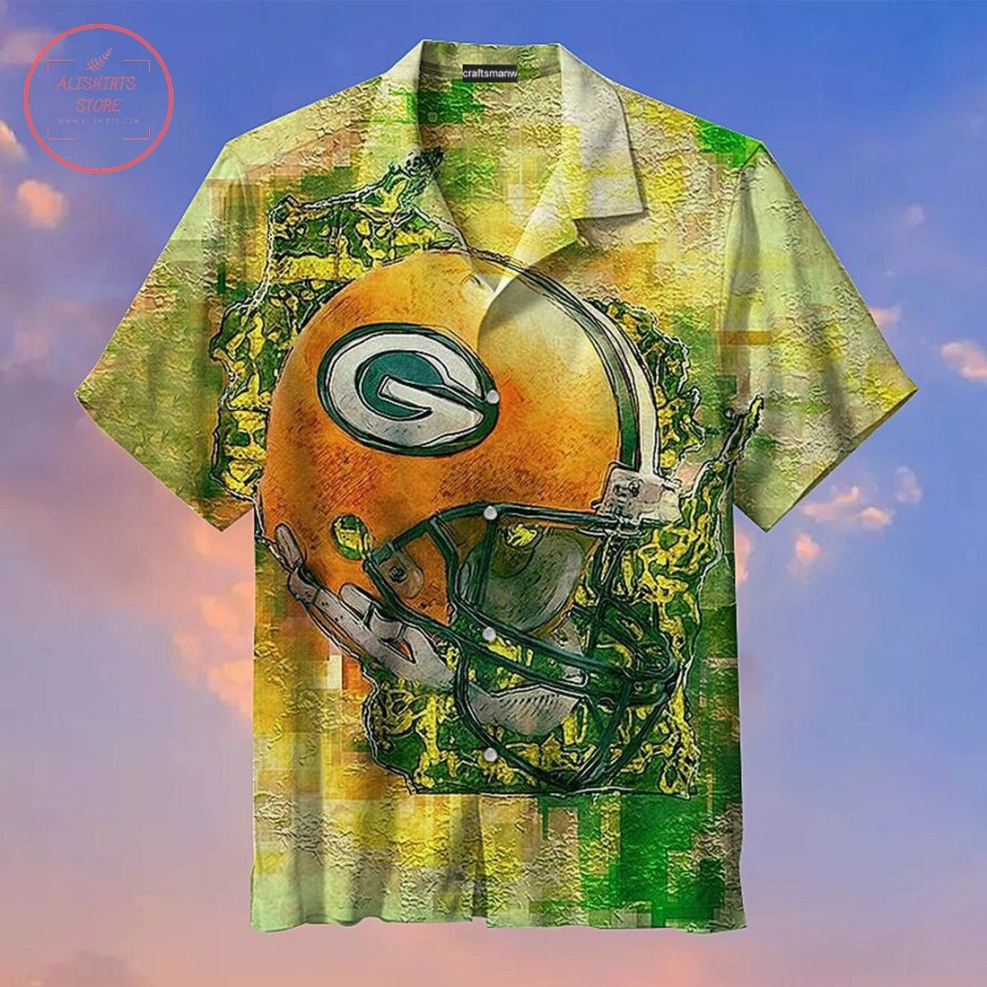Green Bay Packers Print Graffiti Hawaiian Shirt Tropical Aloha Button Up