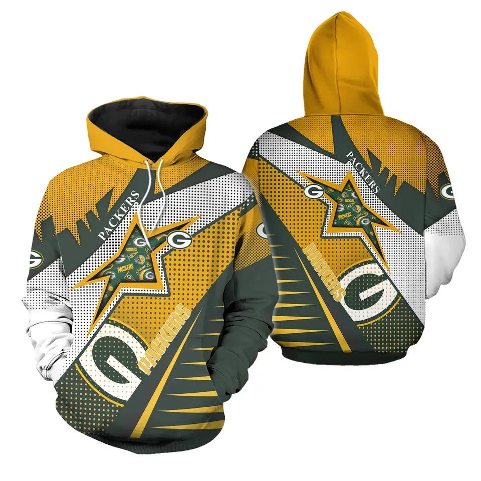 Green Bay Packers Star NFL 3D All Over Print Hoodie