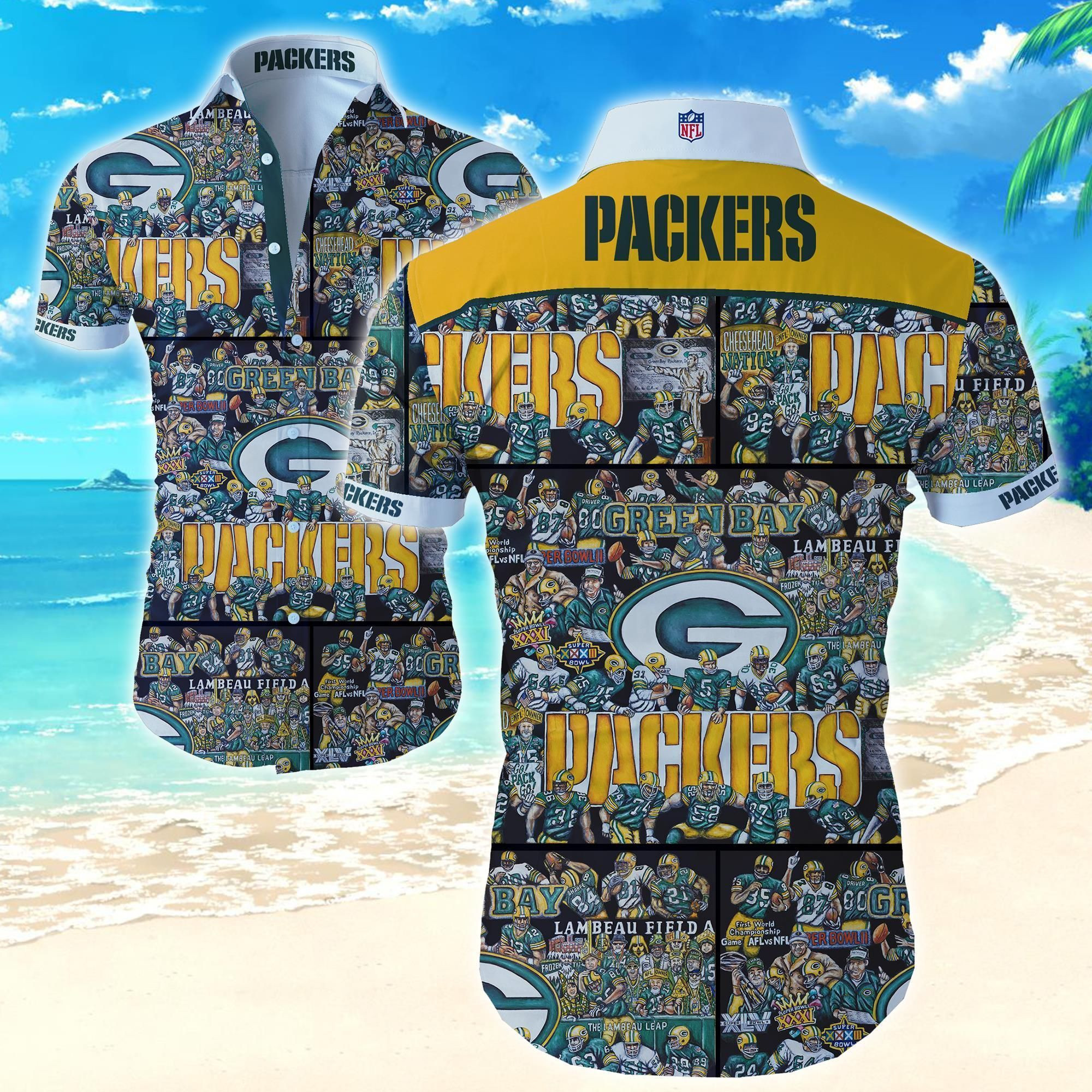 Green Bay Packers Trendy Sport Funny Hawaiian Shirt Tropical Aloha Button Up