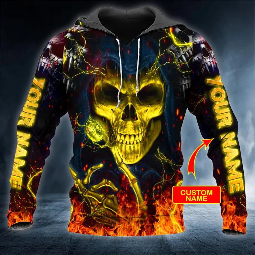 Grim Reaper Fire Skull Custom 3D All Over Print Hoodie