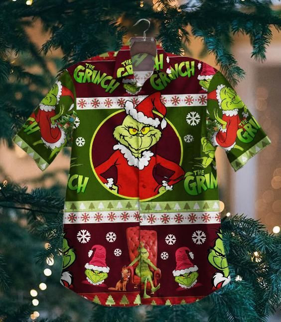 Grinch Christmas Hawaiian Shirt Tropical Aloha Button Up
