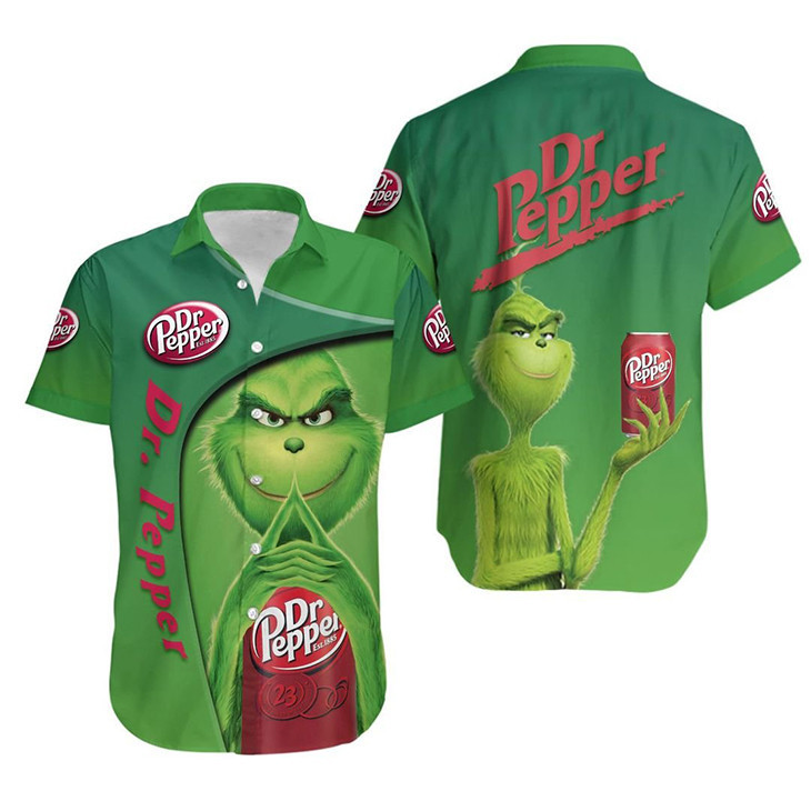 Grinch Dr Pepper Hawaiian Shirt Tropical Aloha Button Up