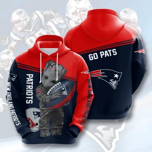 Groot Hold New England Patriots NFL 3D All Over Print Hoodie