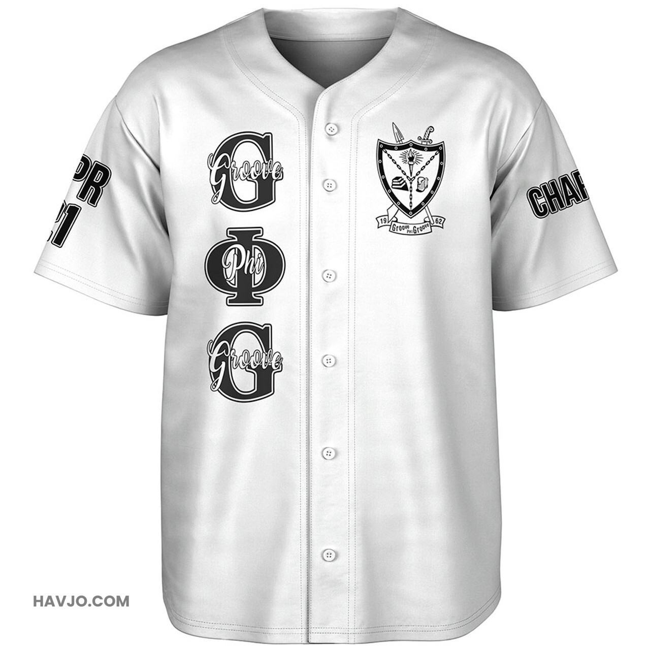 Groove Phi Groove Custom Chapter White Baseball Jersey
