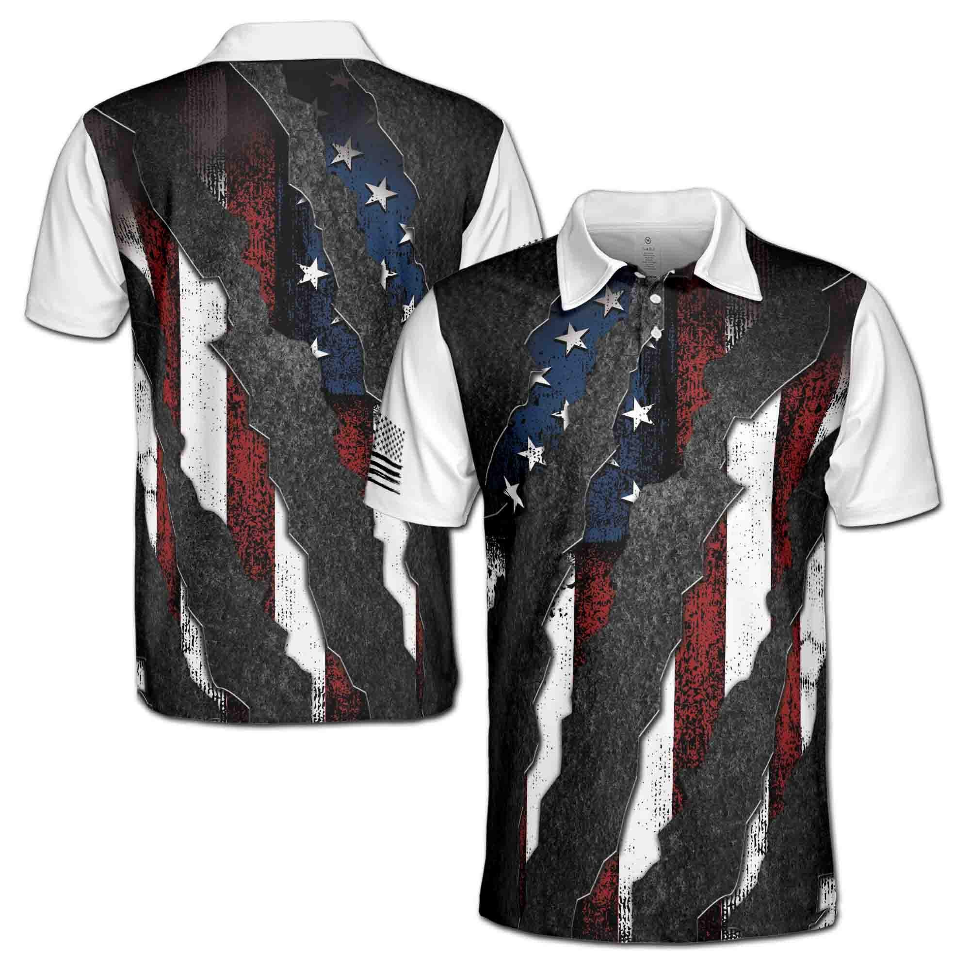 Grunge America Flag USA Patriotic Men's Polo Shirt