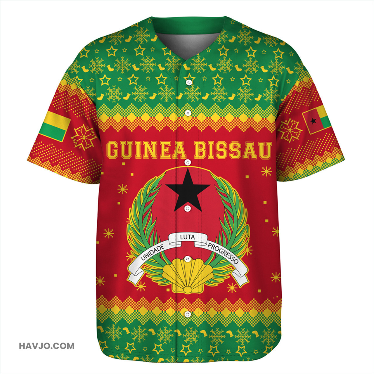 Guinea Bissau Christmas Coat of Arms Baseball Jersey