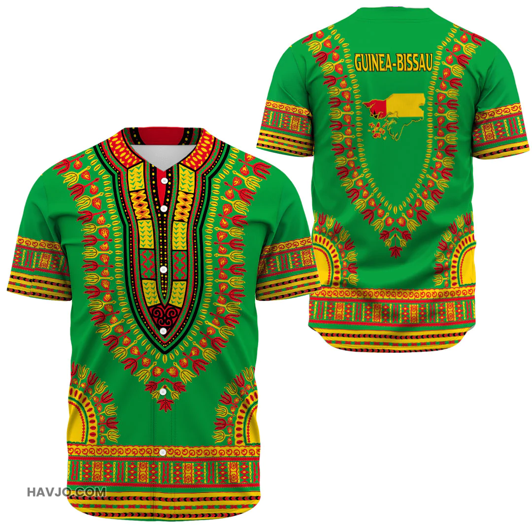 Guinea Bissau Traditional Dashiki Baseball Jersey