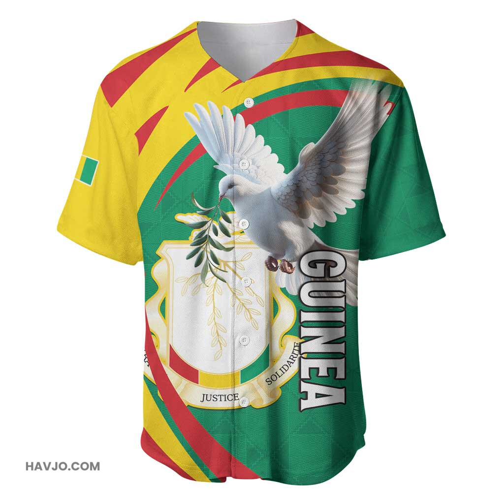 Guinea Coat Of Arms With Pigeon Kente Pattern Baseball Jersey