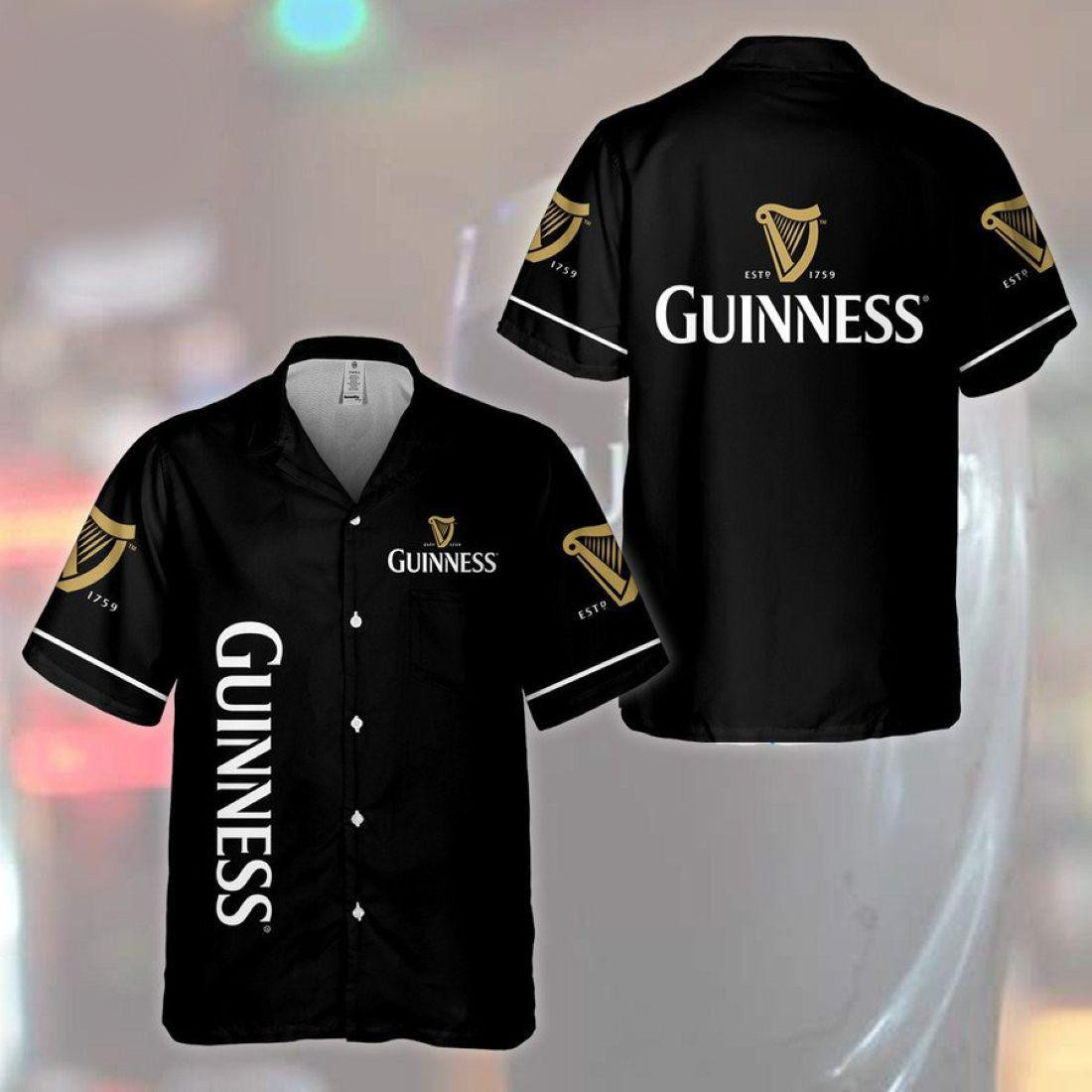 Guinness Beer Hawaiian Shirt Tropical Aloha Button Up