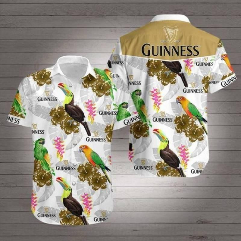 Guinness Tropical Flower Hawaiian Shirt Tropical Aloha Button Up