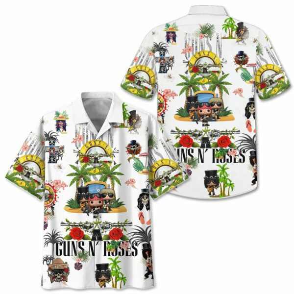 Gun N Roses Band Hawaiian Shirt Tropical Aloha Button Up