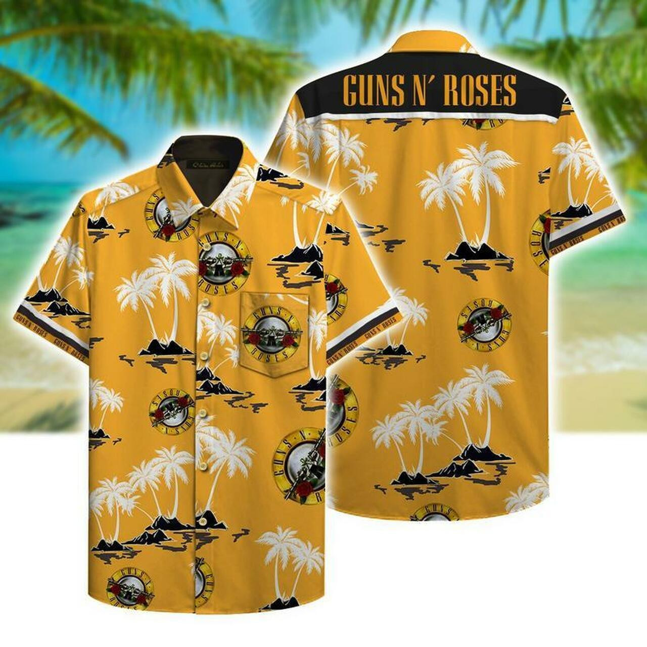 Guns N' Roses Band Hawaiian Shirt Tropical Aloha Button Up