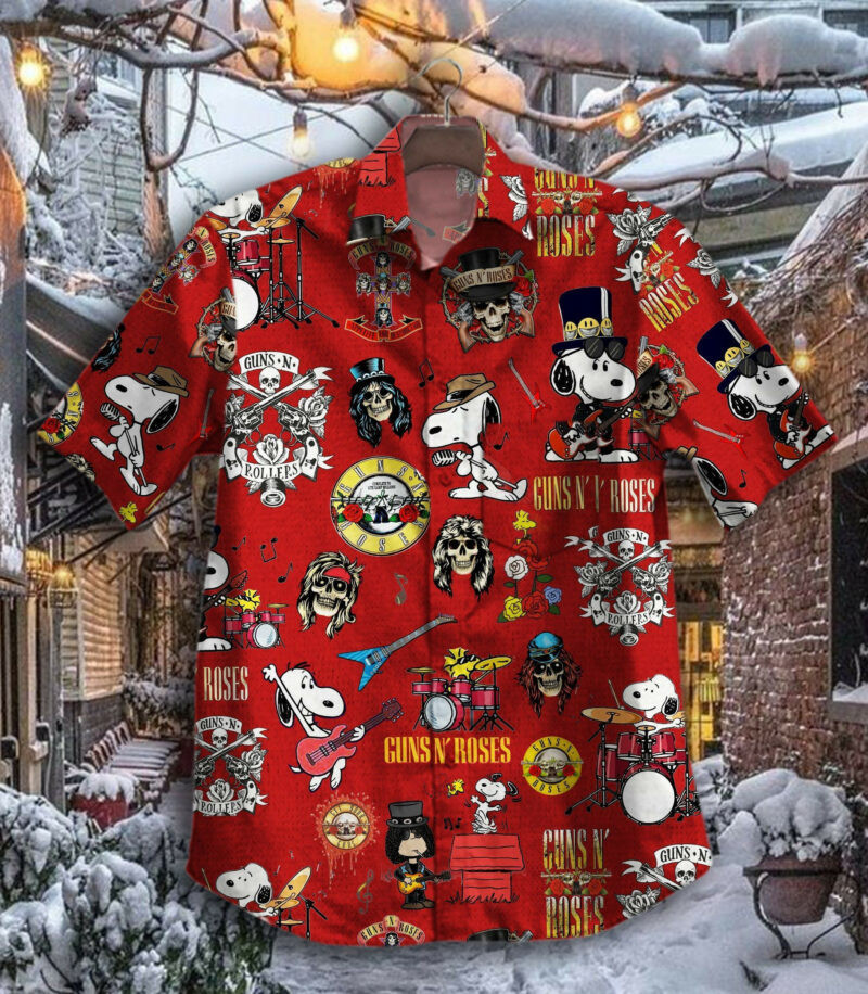 Guns N' Roses Hawaiian Shirt Tropical Aloha Button Up