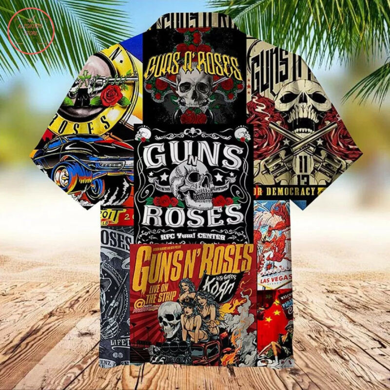 Guns N' Roses Hawaiian Shirt Tropical Aloha Button Up